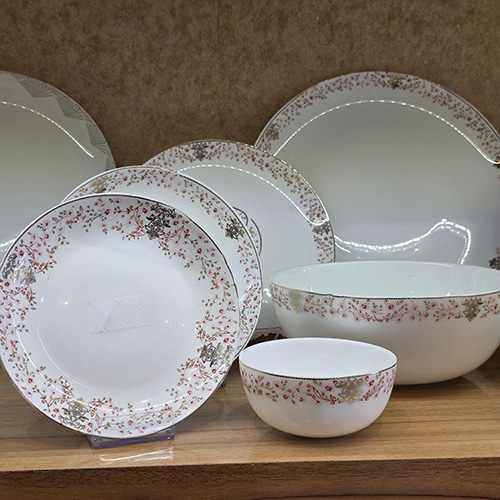 سرویس 26 پارچه گلدار نبات صورتی برند گلدن اپال