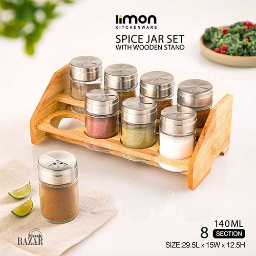 ادویه 8 عددی استیل و چوب برند لیمون
